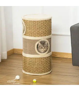 Paws Paws Kattenkrabpaal Kattenton voor katten 3 niveaus Krabpaal klimboom sisal