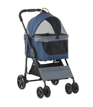 Paws Paws 2-in-1 hondenbuggy transporttas afneembare kattenbuggy Oxford donkerblauw
