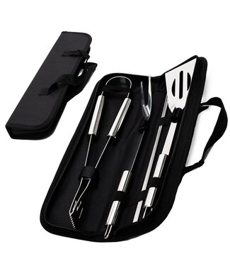 CuisiNoon CuisiNoon® BBQ Accessoires set - Incl. opberghoes - BBQ Set met BBQ tang, vork, spatel en spiezen