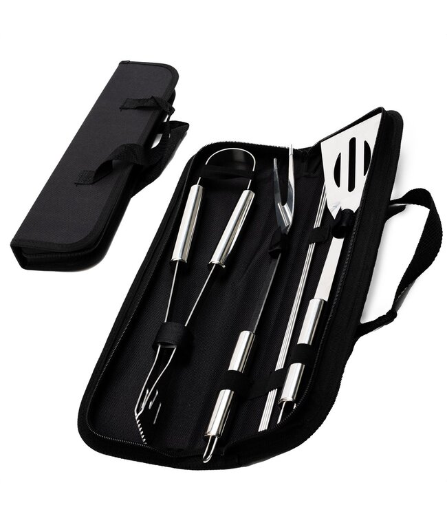 CuisiNoon® BBQ Accessoires set - Incl. opberghoes - BBQ Set met BBQ tang, vork, spatel en spiezen