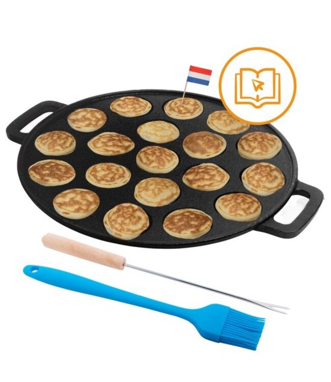 CuisiNoon CuisiNoon® Poffertjespan Basic - met kwast en poffertjesvork - Poffertjesmaker