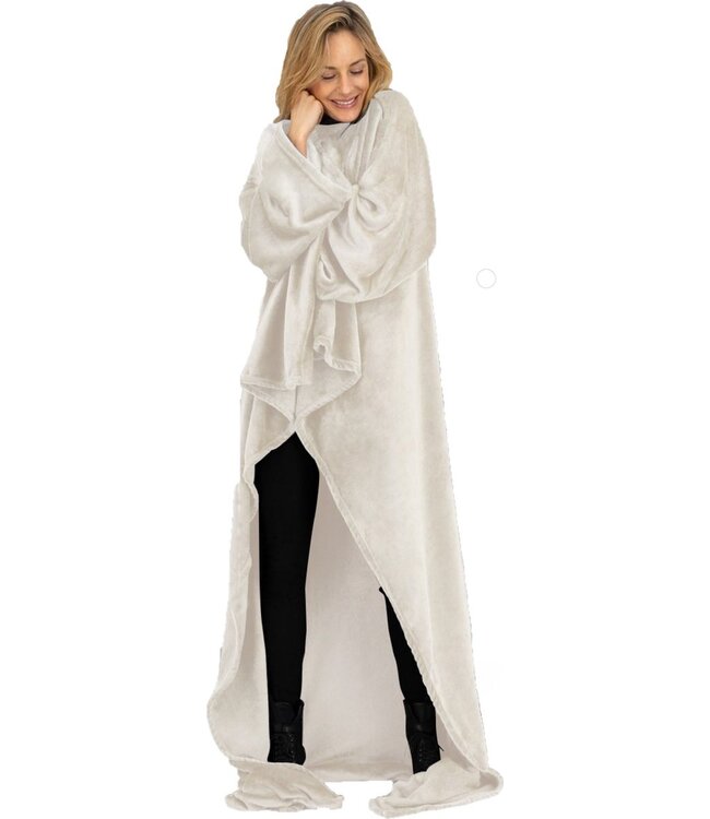 O'DADDY® Fleece deken met MOUWEN - fleece plaid - 150x200 - fleece deken - superzacht - plaids met mouwen - Taupe
