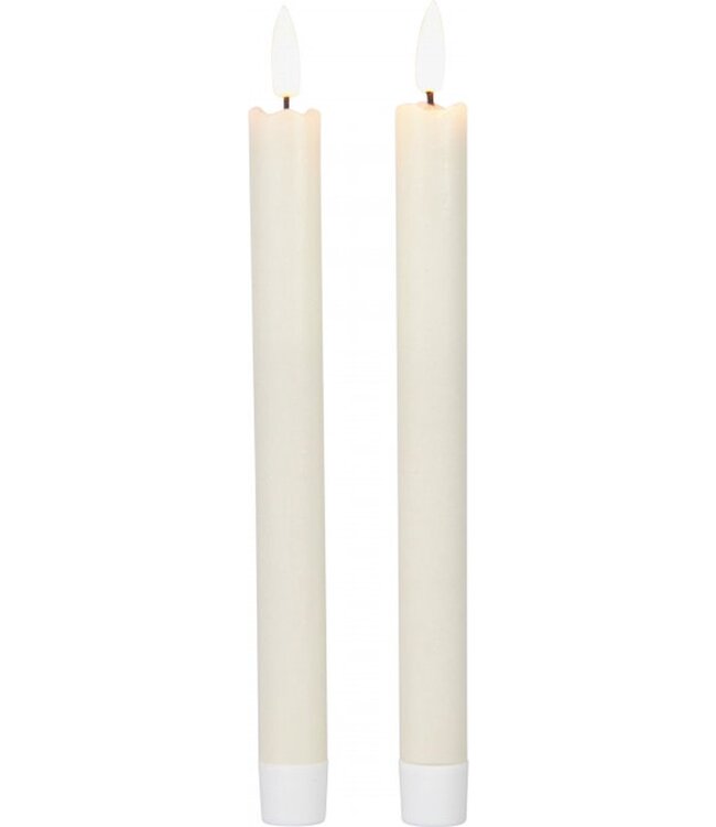 O'DADDY® Diner kaarsen led - set van 2st - 24,5 cm - lange kaarsen - flikkerende lont en afstandsbediening - led kaarsen - warm wit licht - crème