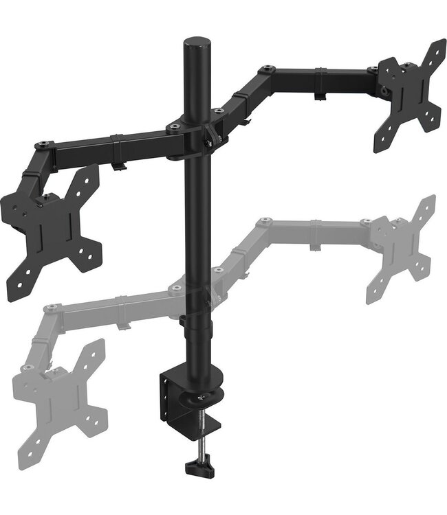 Auronic Dubbele Monitor Arm - 13 tot 27 Inch  - Staal - Zwart