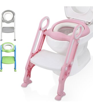 LifeGoods LifeGoods - WC Verkleiner met Trapje - 2 tot 7 Jaar - Roze/Wit