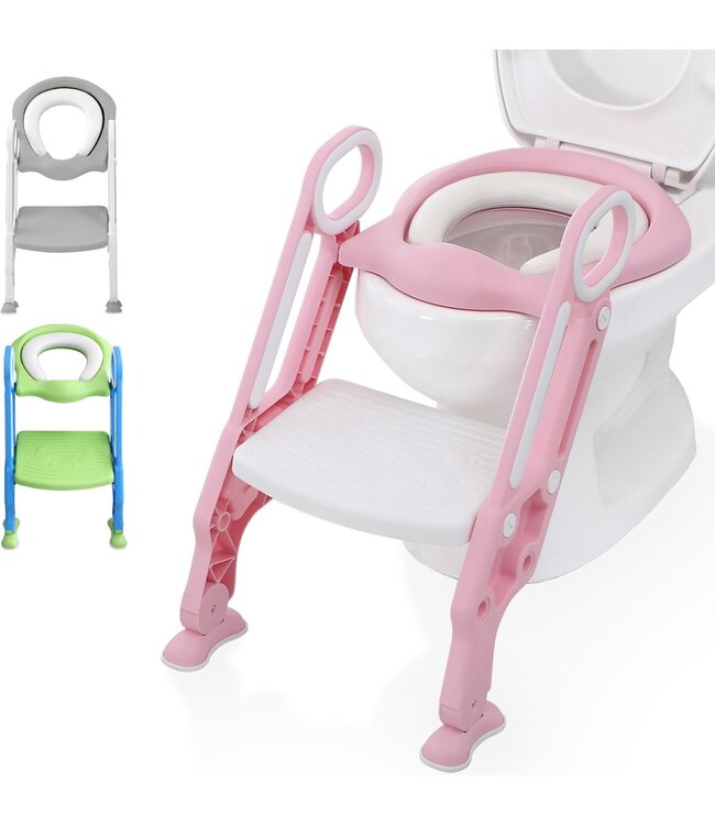 LifeGoods - WC Verkleiner met Trapje - 2 tot 7 Jaar - Roze/Wit