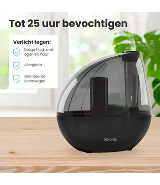 Auronic Auronic Luchtbevochtiger - Geschikt voor Babykamer & Slaapkamer - Zwart - Inclusief Waterfilter