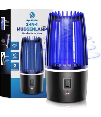 AyeSense Professionele AyeSense 2 in 1 Muggenlamp - Draadloos & Oplaadbaar - 4000mAh ingebouwde Batterij - Muggenvanger – Insectenlamp– Muggenlamp UV