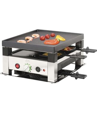 Solis Solis 5 in 1 Table Grill for 4 791 - Gourmetstel 4 Personen - Raclette Gourmet Set - Bakplaat Gourmetten - Zilver/Zwart