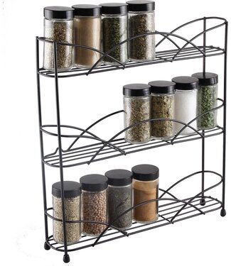 Zindoo Zindoo - Kruidenrek - Standaard - 3-laags - Ophangbaar - 18 kruiden potjes - Anti-slip pootjes - Spice rack - Specerijenrek - Keukenorganizer - Keukenaccessoires