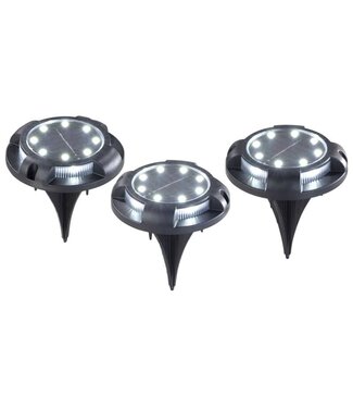 Wetelux Zonne-grondverlichting met 12 LED's, 8 lumen, set van 3