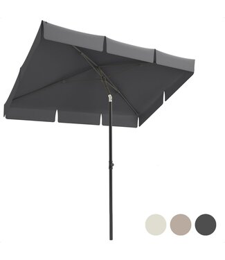 LifeGoods LifeGoods Parasol - 200x125cm - 30° Kantelbaar - Waterdicht - met Hoes - Donkergrijs