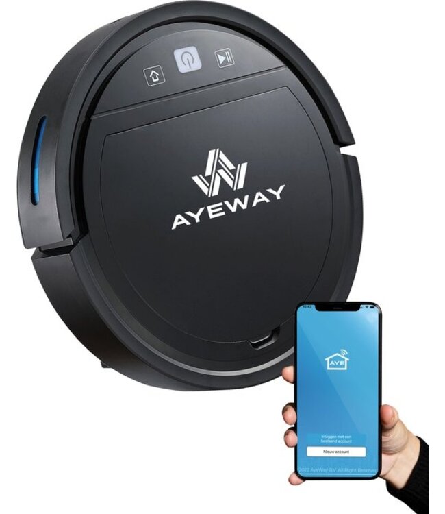 AyeWay 3 in 1 Robotstofzuiger - Dweil Robot - Stofzuiger Robot - Dweilsysteem – Draadloos – Met App