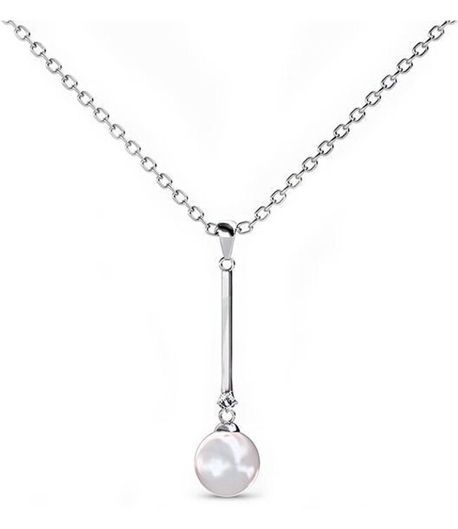 Yolora - Dames Ketting met Kalpa Camaka Parel - Zilver kleurig - 18K Witgoud Verguld - Exclusieve Cadeauverpakking