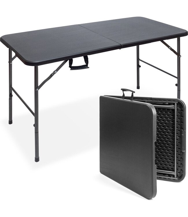 LifeGoods LifeGoods Klaptafel - Inklapbare Tafel - 60x120cm - Verstelbare Vouwtafel - Campingtafel - Weerbestendig - Zwart