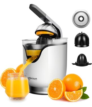 Safecourt Kitchen Kitchen Elektrische Citruspers - Efficiënte Sinaasappelpers - Krachtig en snel - Wit