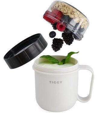 Homra Homra Lunchpot TIGGY Grey - Lunch To Go - 750 ml - Yoghurtbeker - 2 compartimenten - Milieuvriendelijk - Grijs - Duurzaam Kunststof - BPA vrij - Handvat - Magnetron, Diepvries, Vaatwasser bestendig - Soepbeker - Lucht en waterdicht - Muesli beker