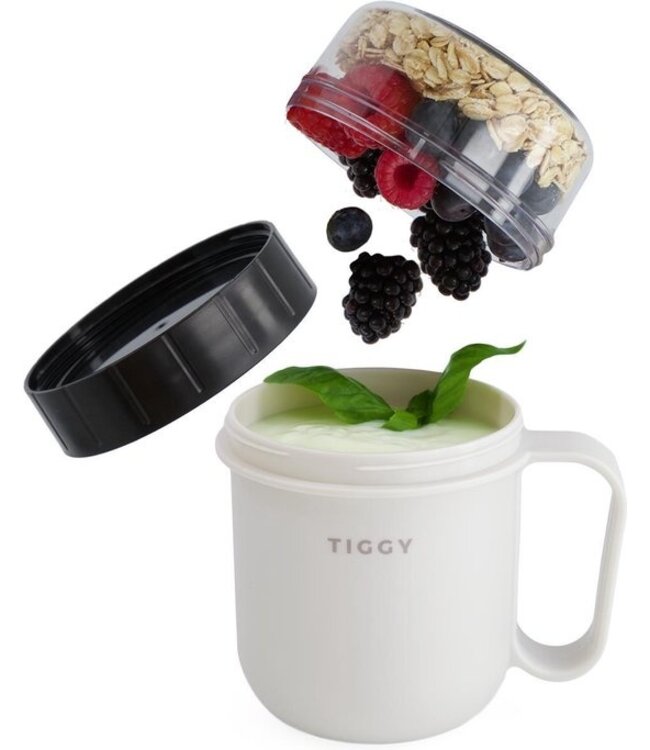 Homra Lunchpot TIGGY Grey - Lunch To Go - 750 ml - Yoghurtbeker - 2 compartimenten - Milieuvriendelijk - Grijs - Duurzaam Kunststof - BPA vrij - Handvat - Magnetron, Diepvries, Vaatwasser bestendig - Soepbeker - Lucht en waterdicht - Muesli beker