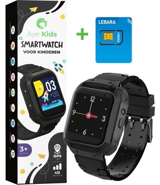 AyeKids AyeKids SmartWatch Kinderen - GPS - 4G Netwerk - Incl Simkaart - GPS Horloge Kind - Zwart
