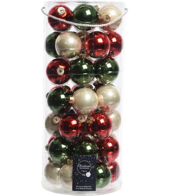 Decosis Kerstballen Mix - 49 stuks - ø 6cm - Glas - Rood & Groen