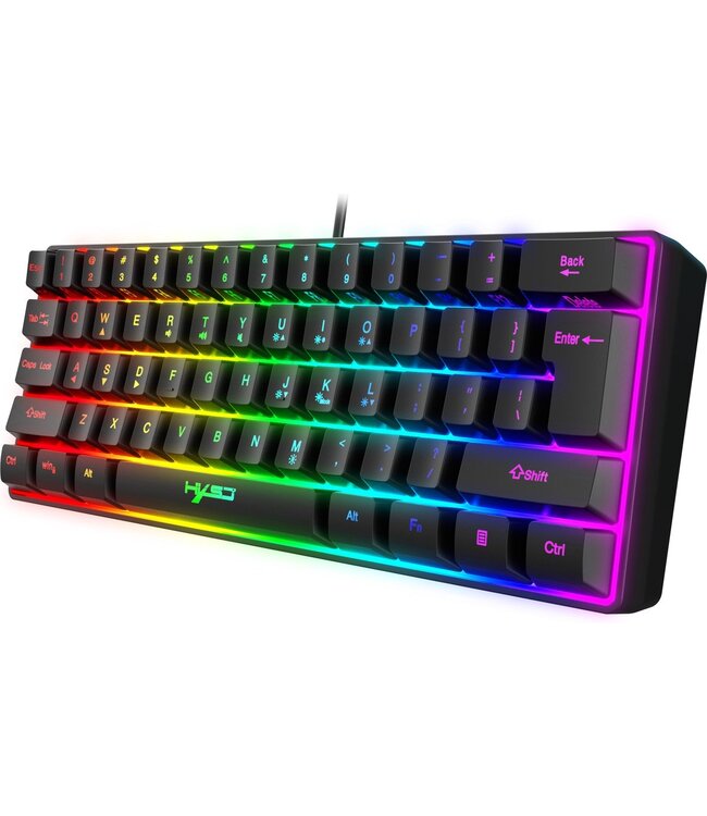 HxSJ HXSJ V700 RGB Membraan bedrade gaming toetsenbord - 61keys - Qwerty