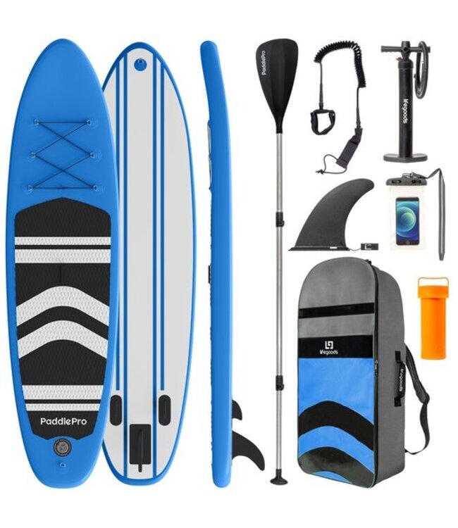 LifeGoods LifeGoods SUP Board - Opblaasbaar Paddle Board - Complete Set - Max. 135KG - 320x81cm - Blauw