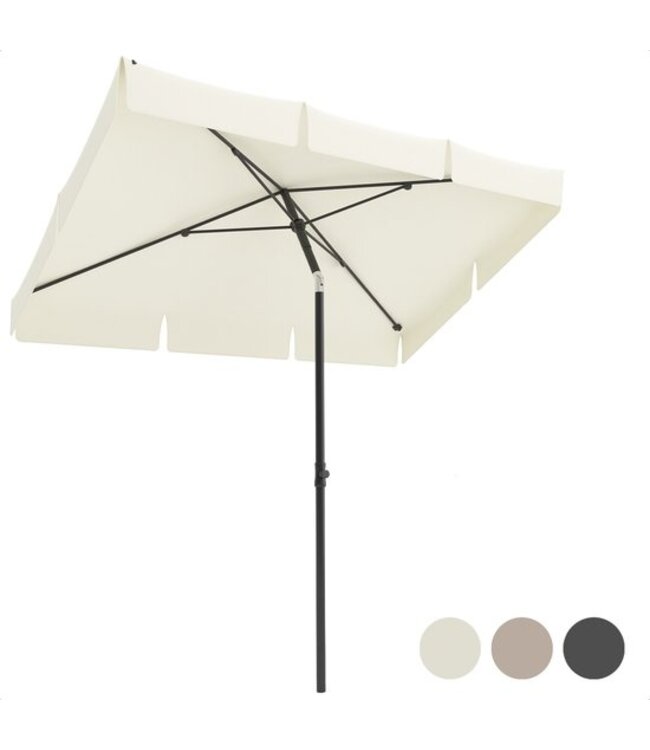 LifeGoods Parasol - 200x125cm - 30° Kantelbaar - Waterdicht - met Hoes - Crème