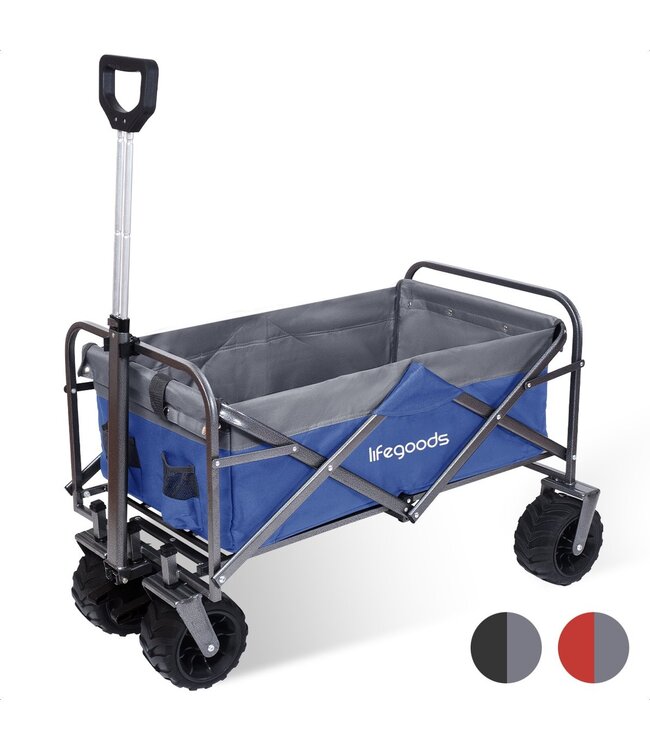 LifeGoods Bolderkar - Opvouwbaar - tot 80KG - 94L - Wasbaar Polyester - 98x45cm - Blauw/Grijs