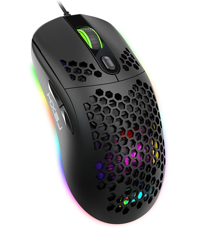 HXSJ X600 Optisch Gaming Muis - Ultra licht - RGB Verlichting - 8000DPI - Zwart