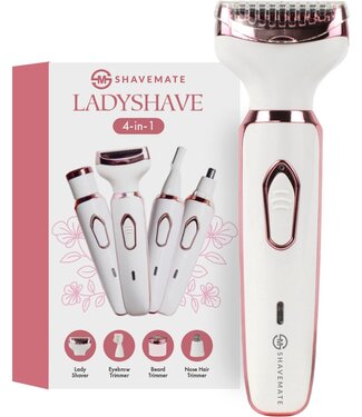 ShaveMate Shavemate 4 in-1 Ladyshave voor Vrouwen - Trimmer Vrouw - Haarverwijderaar - Wit