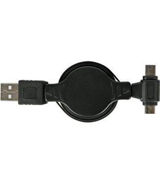 Generic Usb Naar Micro Usb + Mini Usb Laadadapter - Zelfoprollend