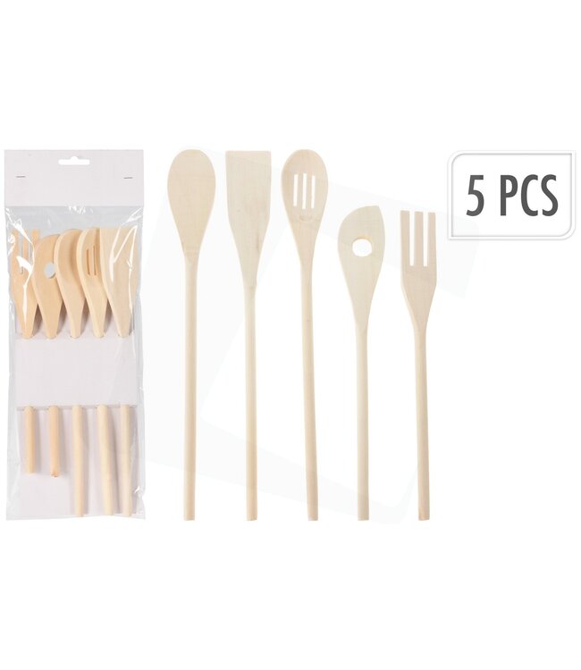 Lepel set 5 Delig- Esdoorn - Hout