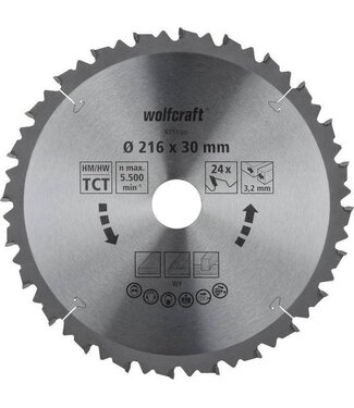 Wolfcraft Wolfcraft HM-zaagblad 216 x 30 x 3,2 mm