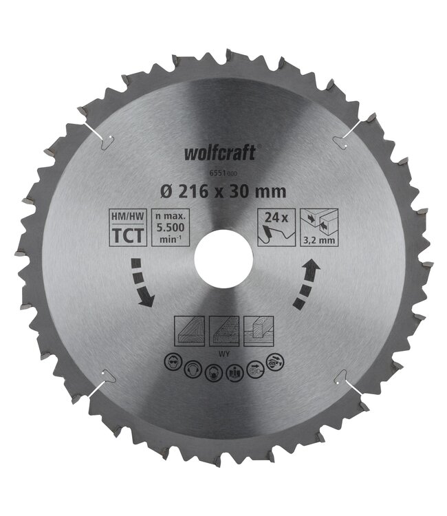 Wolfcraft HM-zaagblad 216 x 30 x 3,2 mm