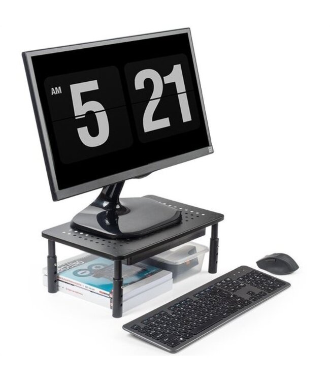 LifeGoods Monitorstandaard - Verstelbaar - 37 x 23,5 x 10 cm - Metaal - Zwart