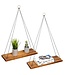 LifeGoods LifeGoods Hangende Houten Wandplank Set met Nylon Koord en Metalen Ringen | 2 Stuks | Industrieel | Geschikt voor Keuken, Woonkamer, Slaapkamer, Kinderkamer en als Muurdecoratie | Bruin