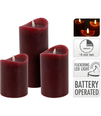 Koopman Led kaars set - 3 stuks - Rood