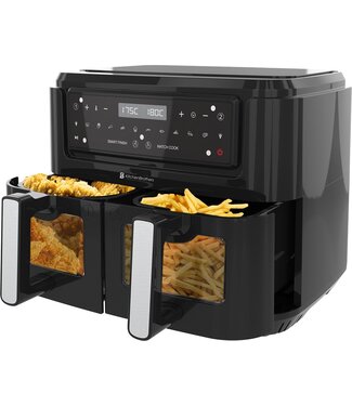 KitchenBrothers KitchenBrothers Dubbele Airfryer XXL - 9L  - Twee Manden - 2 x 4.5L - Zwart