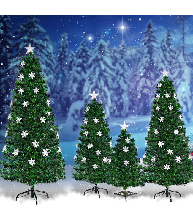 Kerstboom LED 90/120/180 cm kunstmatige kerstboom met glasvezel kleurwisselaar groen
