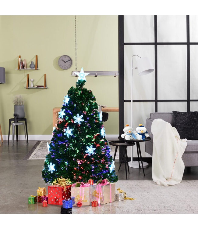 Kerstboom LED 120/150/180/210 cm kunstmatige kerstboom met glasvezelkleurwisselaar groen