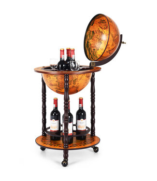 Coast Coast Rolling Globus Wine Stand Globus Bar on Rolls voor wijn 47 x 47 x 90 cm bruin