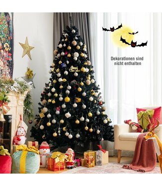 Coast Coast 225 cm zwarte kunstmatige kerstboom met 1749 PVC -takken en metalen standaard sparren