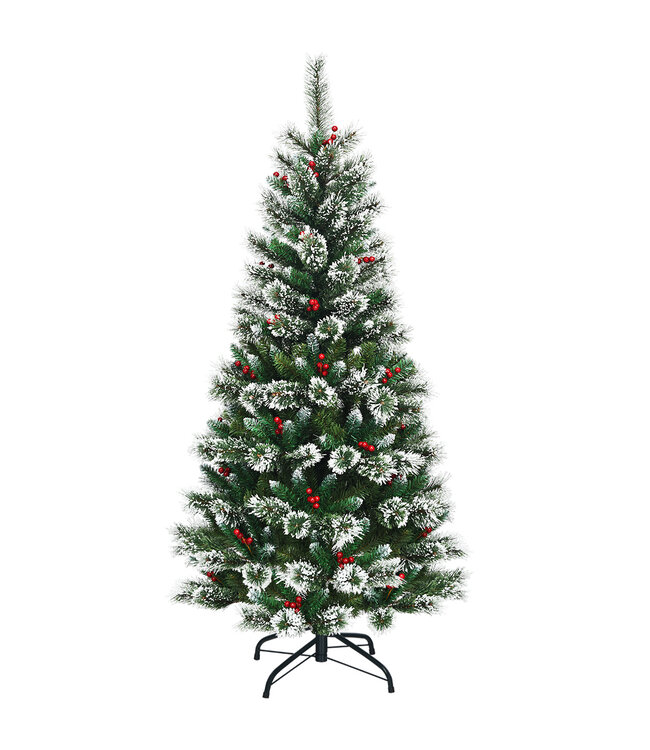 Coast 180 cm kunstmatige kerstboom met sneeuwvlokken rode bessen en dennenappels groen