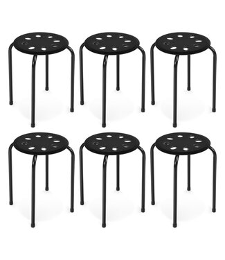 Coast Coast 6-pack stapelbare metalen krukken met een X-vormig metalen frame ronde stoel zwart