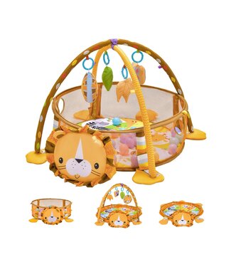 Coast Coast Babyspeelmat met hangende speeltjes - Leeuw - 30 Ballen + Beschermnet  - Ø76 x 50 cm