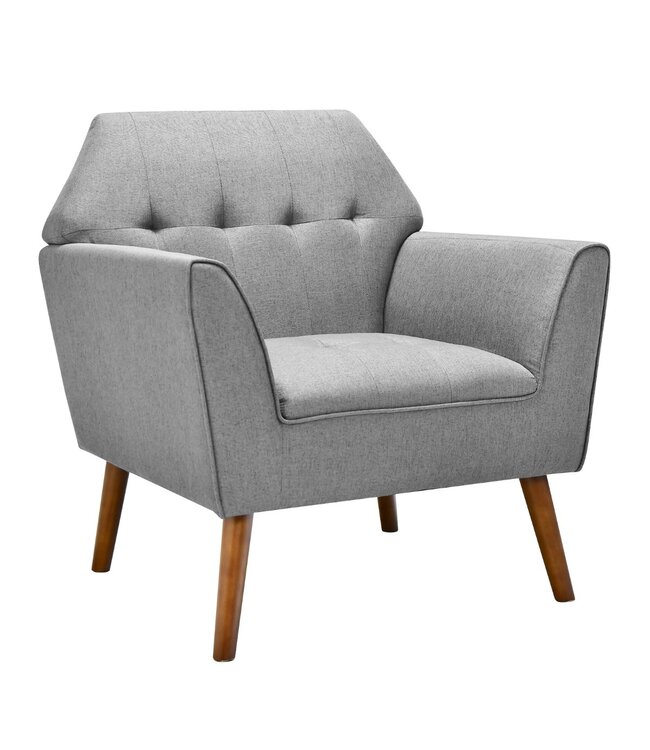 Coast Gestoffeerde stoel - Max. 150 kg - Stof + hout  - Grijs