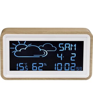 Denver Denver WS-72 / Weerstation met wekker / Datum / Temperatuur - en luchtvochtigheid / USB voor Smartphone / Hout