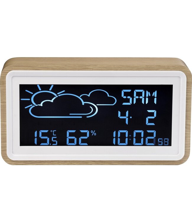 Denver Denver WS-72 / Weerstation met wekker / Datum / Temperatuur - en luchtvochtigheid / USB voor Smartphone / Hout