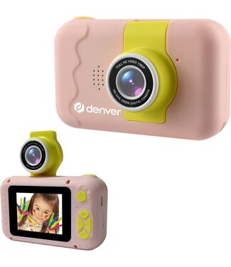 Denver Denver Kindercamera - 2 in 1 Camera - Flip Lens voor Selfies - 40MP - FULL HD - Speelgoed Fototoestel - KCA1350 - Roze