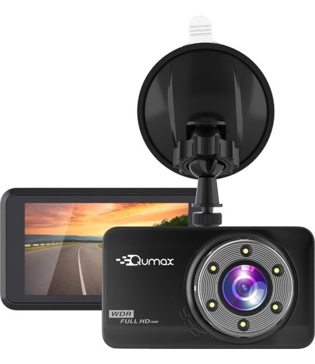 Qumax Dashcam  – Full HD – Parkeerstand met ingebouwde G-sensor - 170° Groothoek - Nachtvisie